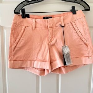 NWT Dear John Peach Light Dusty Rose Crochet detail Chino shorts Size 27